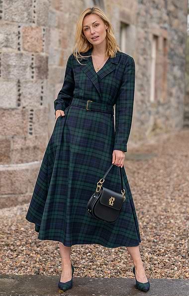 Ladies Belted Tartan Dress