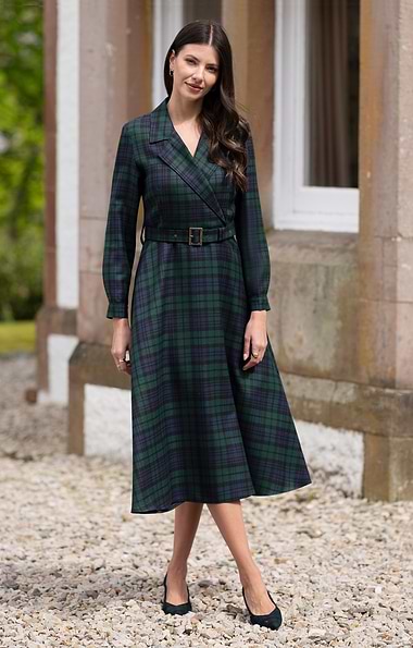 Ladies Belted Tartan Dress