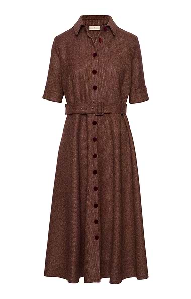 Ladies Velvet Button Tweed Dress