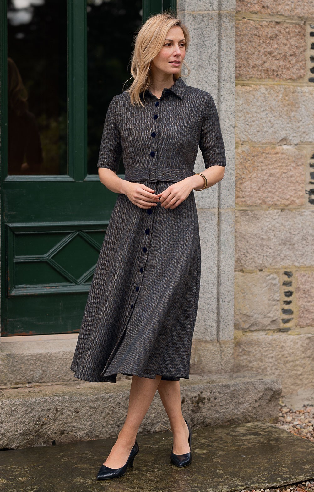 ladies navy blue dressing gown Vintage Navy Blue Dressing Gown Belted Lounge Robe Geometric Pocket Italy –  Poppy's Vintage Clothing