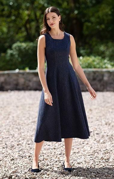 Ladies Tweed Scoop Neck Dress