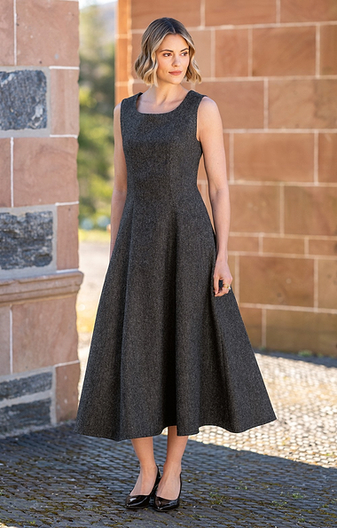 Ladies Tweed Scoop Neck Dress