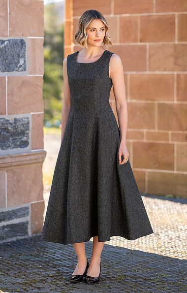 Ladies Tweed Scoop Neck Dress