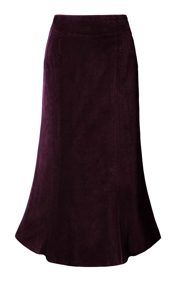 Ladies Long Fluted Needlecord Skirt