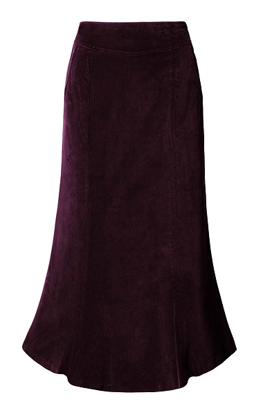 Ladies Long Fluted Needlecord Skirt