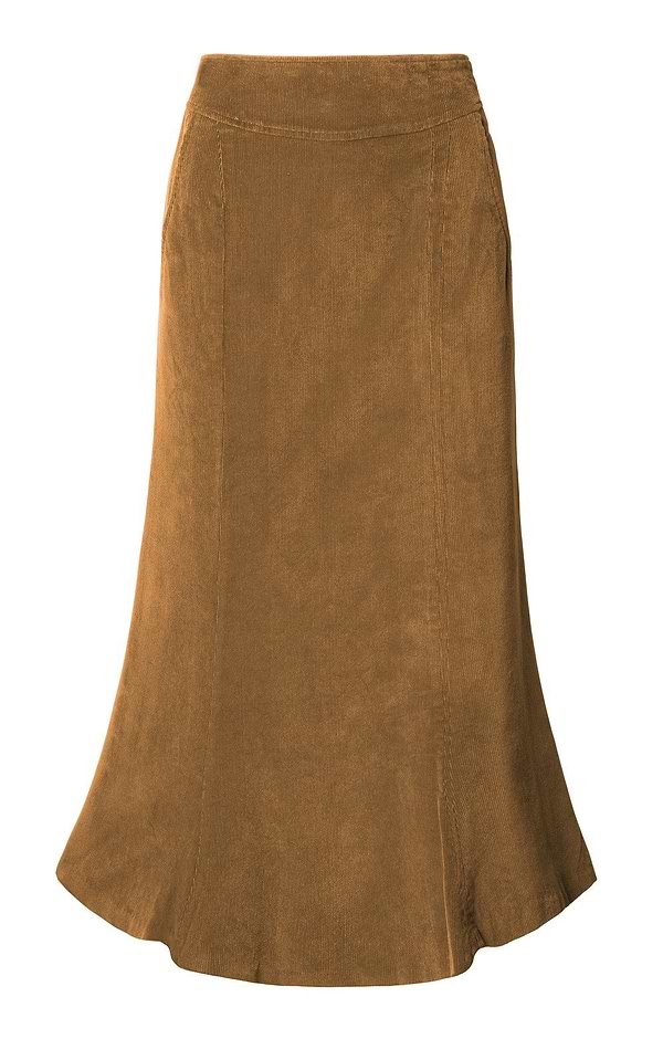 Ladies Long Fluted Needlecord Skirt