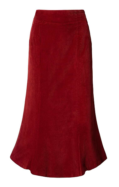Ladies Long Fluted Needlecord Skirt