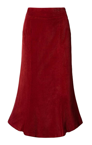 Ladies Long Fluted Needlecord Skirt