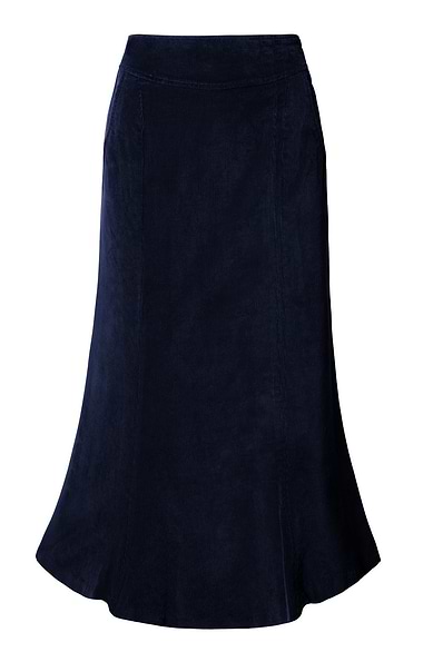 Ladies Long Fluted Needlecord Skirt