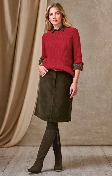 Ladies Short Needlecord Skirt