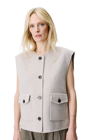 Ladies Grace & Mila Adagio Wool Blend Button Gilet