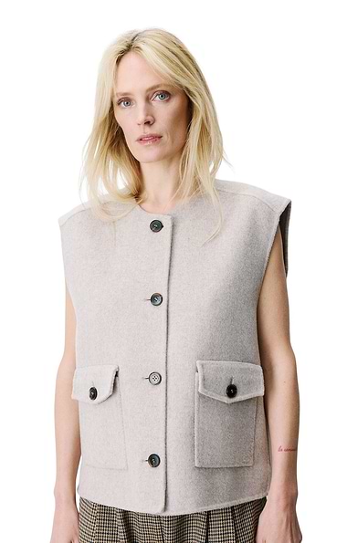 Ladies Grace & Mila Adagio Wool Blend Button Gilet