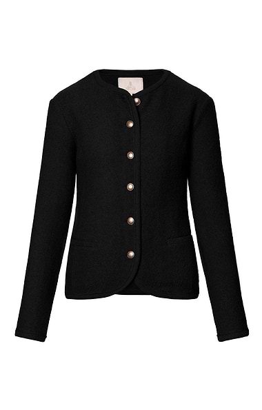 Ladies Crew Neck Boiled Wool Jacket