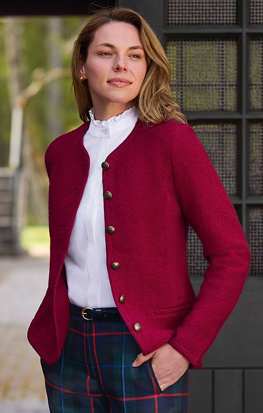 Ladies Crew Neck Boiled Wool Jacket