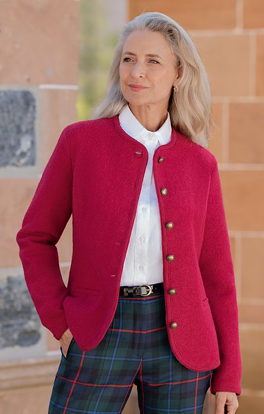 Ladies Crew Neck Boiled Wool Jacket