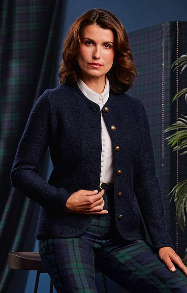 Ladies Crew Neck Boiled Wool Jacket