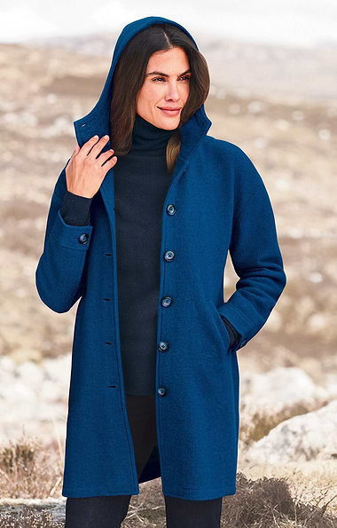 Ladies Boiled Wool Hooded Coat