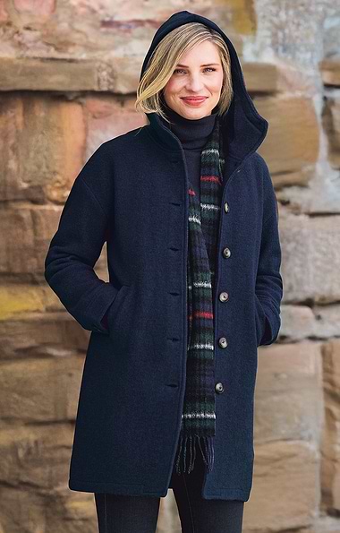 Ladies Boiled Wool Hooded Coat