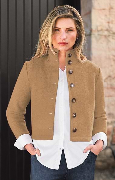 Ladies Cropped Boiled Wool Jacket