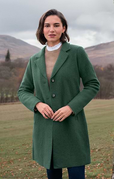 Ladies Midi Boiled Wool College Coat