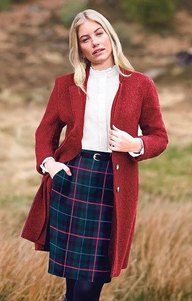 Ladies Midi Boiled Wool College Coat