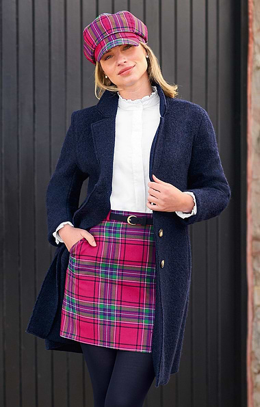 Ladies Midi Boiled Wool College Coat