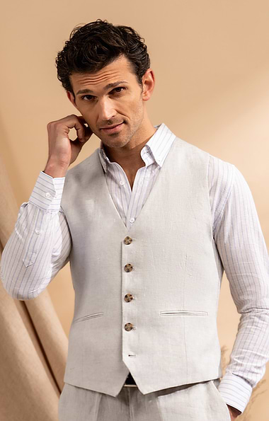 Men's Linen Single-breasted Waistcoat