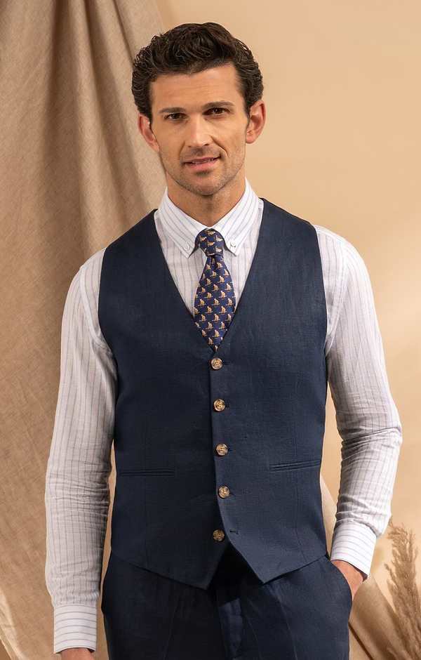 Men's Linen Single-breasted Waistcoat