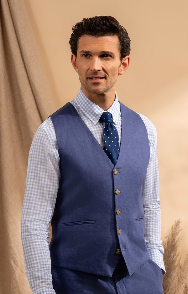 Men's Linen Single-breasted Waistcoat