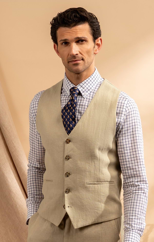 Men's Linen Single-breasted Waistcoat