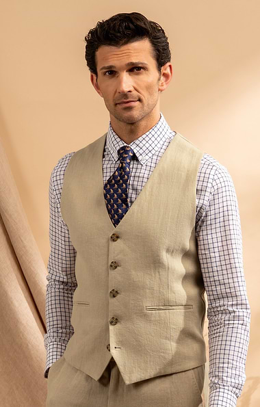 Men's Linen Single-breasted Waistcoat