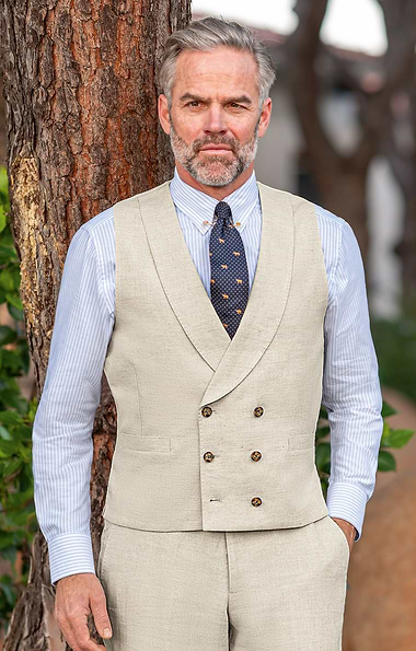 Men's Linen Double Breasted Waistcoat