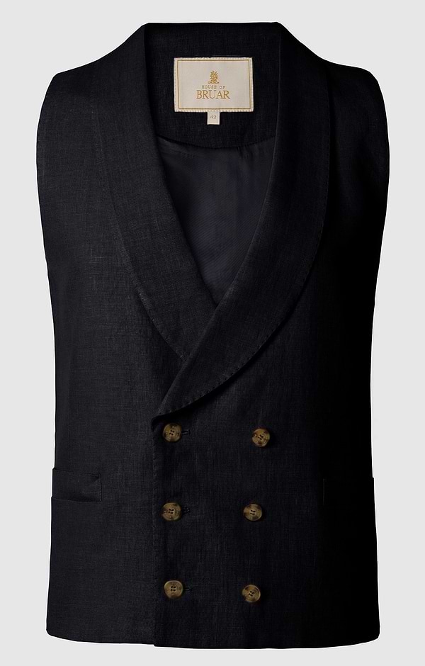 Men's Linen Double Breasted Waistcoat