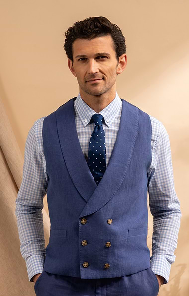 Men's Linen Double Breasted Waistcoat