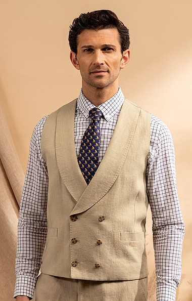 Men's Linen Double Breasted Waistcoat