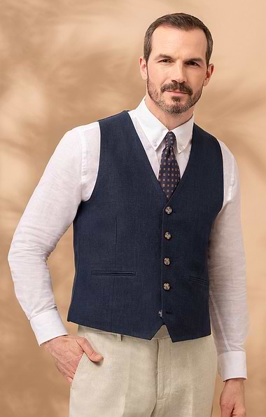 Men's Linen Single Breasted Waistcoat