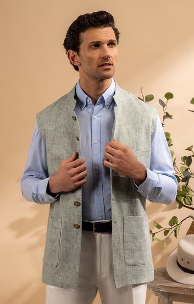 Men's House of Bruar Linen Sporting Waistcoat
