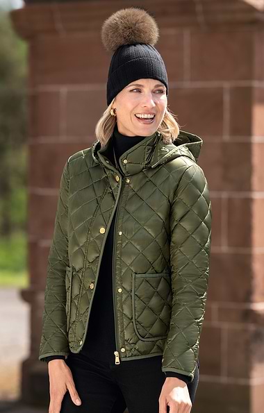 Ladies Gold Button Quilted Jacket