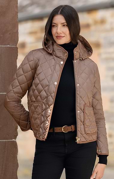 Ladies Gold Button Quilted Jacket