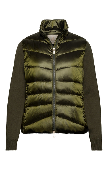 Ladies Quilted Jacket With Knit Sleeves