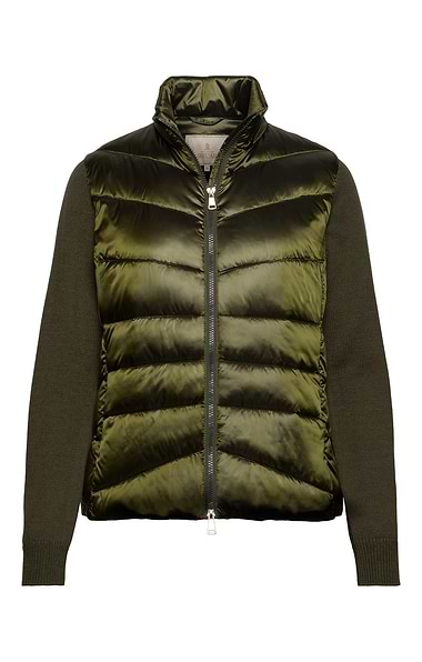 Ladies Quilted Jacket With Knit Sleeves