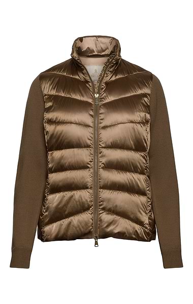 Ladies Quilted Jacket with Wool-Rich Knit Sleeves