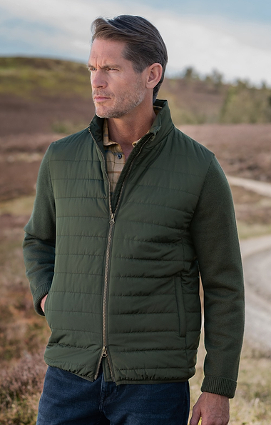 Men's Quilted Jacket With Knitted Sleeves