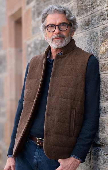 Men's Leather Trim Wool Gilet