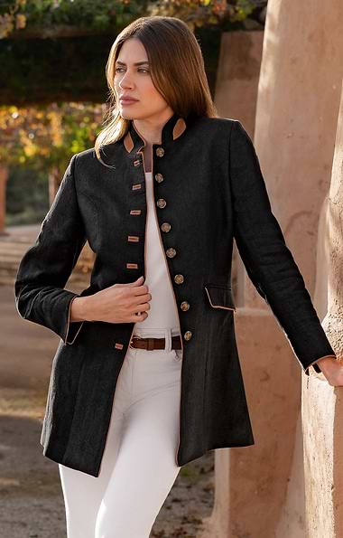 Ladies 3/4 Tipped Linen Jacket