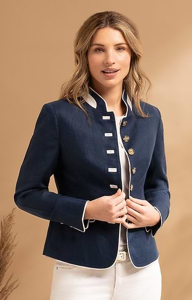 Ladies Short Tipped Linen Jacket