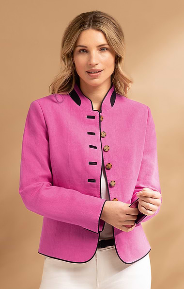 Ladies Short Tipped Linen Jacket