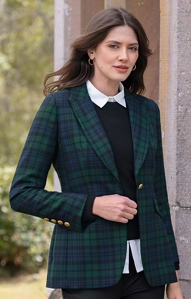 Ladies Tartan Longline Blazer