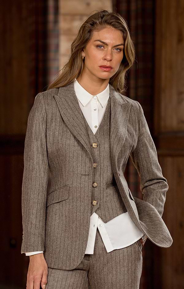 Ladies Chalkstripe Contemporary Waistcoat