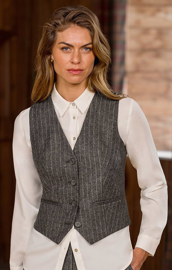 Ladies Chalkstripe Contemporary Waistcoat